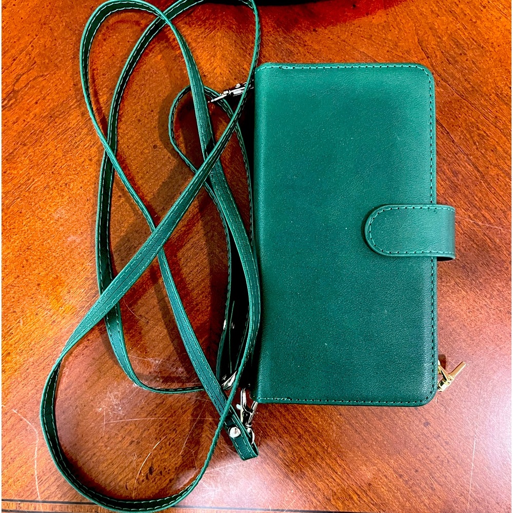 Shoulder Strap Free Custom iPhone 13 Leather Wallet Case Handmade Leather.